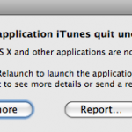 iTunes crash window